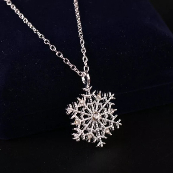 Sterling Silver Crystal Snowflake Necklace - Picture 4 of 7